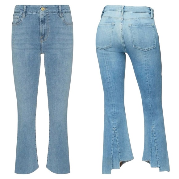 FRAME DENIM Le Crop Mini Boot Kick-Flare Mid Rise Triangle Gusset Jeans Size 26 - Picture 10 of 16